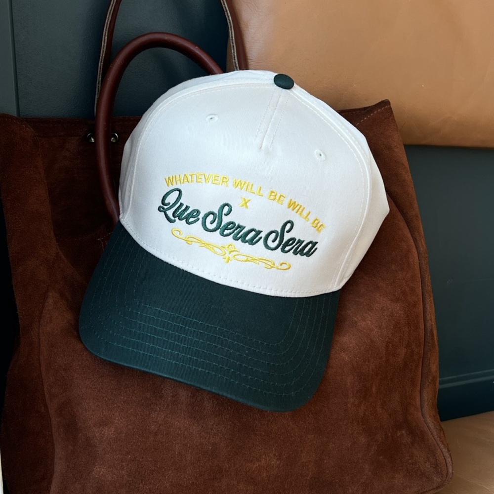 White and Black Snapback Hat with Embroidered Logo